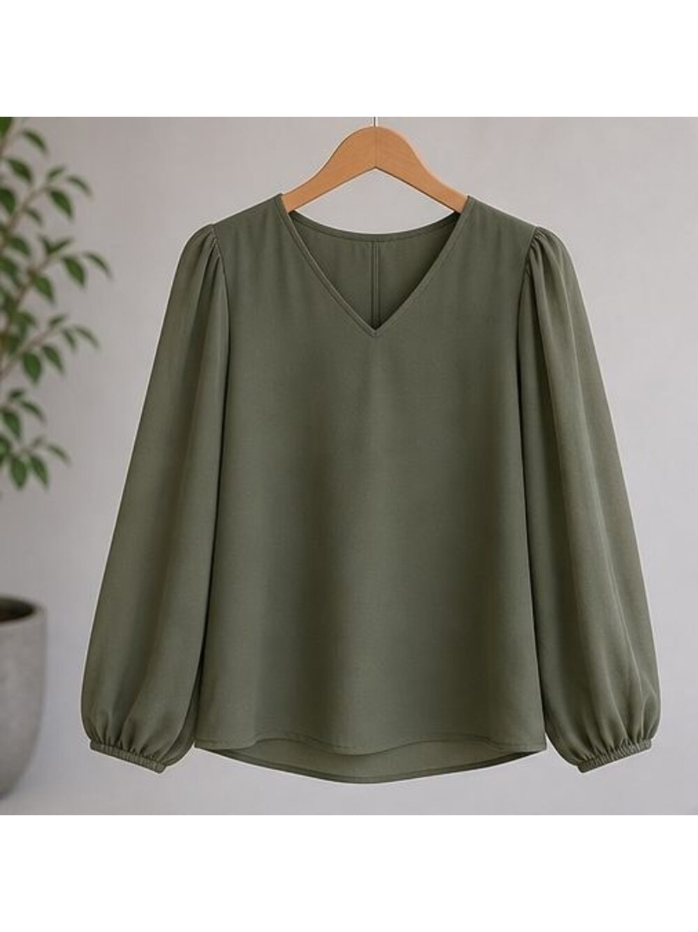 Rust Puff Sleeve Top - Picture 1 of 6
